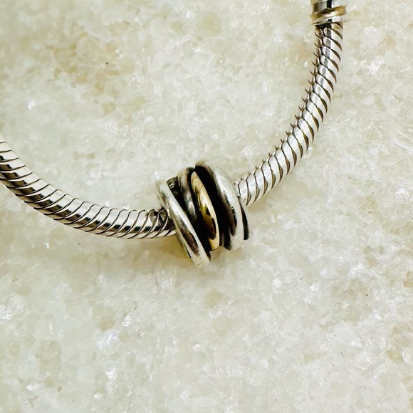 EUC Pandora 790153 Sterling Silver & 14k Yellow Gold Ring Cluster Charm - Picture 6 of 17